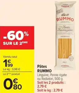 Carrefour Pâtes RUMMO offre