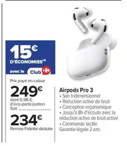 Carrefour Airpods Pro 3 offre