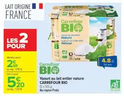 Carrefour Market Yaourt au lait entier nature CARREFOUR BIO offre