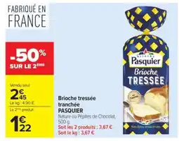 Carrefour Market Brioche tressée tranchée PASQUIER offre