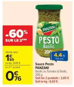 Carrefour Market Sauce Pesto Panzani offre