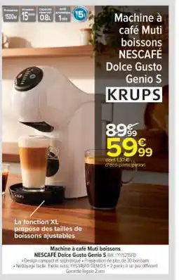 Carrefour Market Machine à café Multi boissons NESCAFÉ Dolce Gusto Genio S offre