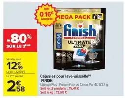 Carrefour Market Capsules pour lave-vaisselle FINISH offre