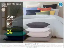 Carrefour Market Linge de lit Uni coton 57 fils offre