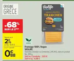 Carrefour Fromage 100% vegan VIOLIFE offre
