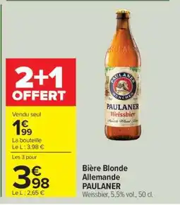 Carrefour Bière Blonde Allemande PAULANER offre