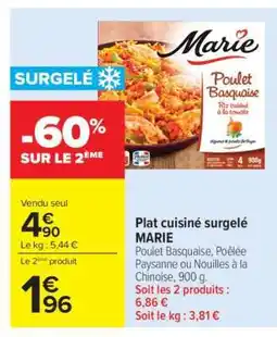 Carrefour Plat cuisiné surgelé MARIE offre
