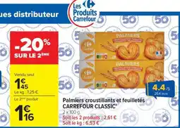 Carrefour Palmiers croustillants et feuilletés CARREFOUR CLASSIC' offre