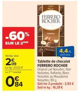 Carrefour Tablette de chocolat FERRERO ROCHER offre