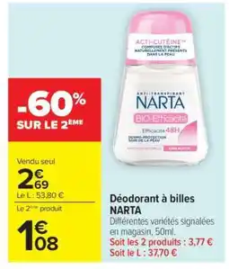 Carrefour Déodorant à billes NARTA offre