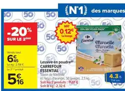 Carrefour Lessive en poudre CARREFOUR ESSENTIAL offre