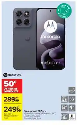 Carrefour Smartphone G67 gris offre