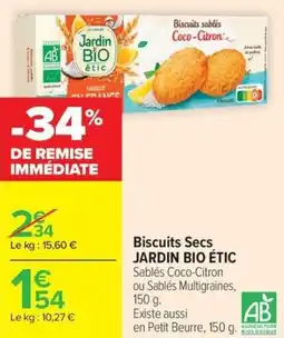 Carrefour Biscuits Secs JARDIN BIO ÉTIC offre
