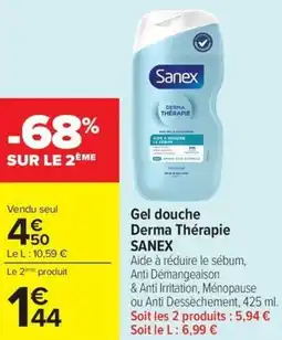Carrefour Gel douche Derma Thérapie SANEX offre