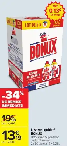 Carrefour Lessive liquide BONUX offre