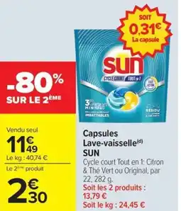 Carrefour Capsules Lave-vaisselle SUN offre