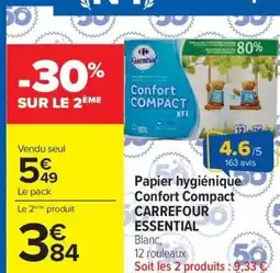 Carrefour Papier hygiénique Confort Compact CARREFOUR ESSENTIAL offre