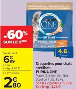 Carrefour Croquettes pour chats stérilisés PURINA ONE offre