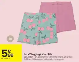 Carrefour Lot x2 leggings short fille offre