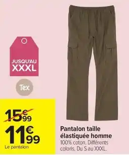 Carrefour Pantalon taille élastiquée homme offre