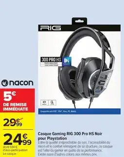 Carrefour Casque Gaming RIG 300 Pro HS Noir pour Playstation offre