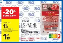Carrefour Chorizo CARREFOUR EXTRA offre