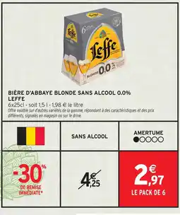 Intermarché Leffe bière d'abbaye blonde sans alcool 0.0% offre