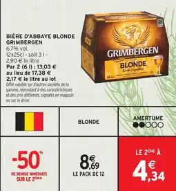 Intermarché Grimbergen bière d'abbaye blonde offre