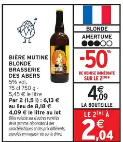Intermarché Brasserie des abers bière mutine blonde offre