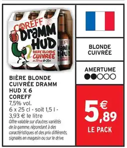 Intermarché Coreff bière blonde cuivrée dramm hud x 6 offre