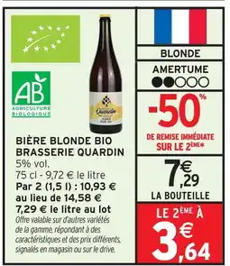Intermarché Brasserie quardin bière blonde bio offre