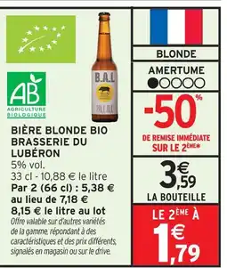 Intermarché Brasserie du lubéron bière blonde bio offre