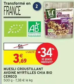 Intermarché Cereco muesli croustillant avoine myrtilles chia bio offre
