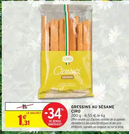 Intermarché Ciro gressins au sésame offre