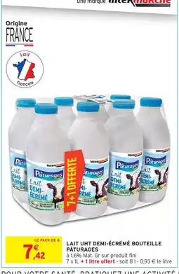 Intermarché Pâturages lait uht demi-écrémé bouteille offre