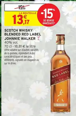 Intermarché Johnnie walker scotch whisky blended red label offre