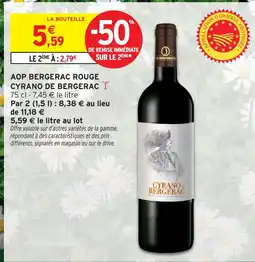 Intermarché Cyrano de bergerac aop bergerac rouge offre