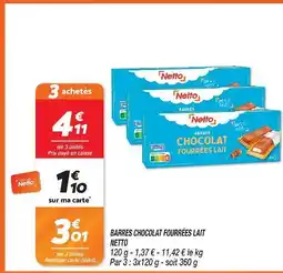 Netto Netto barres chocolat fourrées lait offre