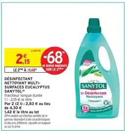 Intermarché Sanytol désinfectant nettoyant multi-surfaces eucalyptus offre