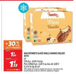Netto Netto maxi bâtonnets glacés vanille amandes grillées offre