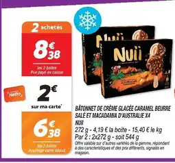 Netto Nuii bâtonnet de crème glacée caramel beurre salé et macadamia d'australie x4 offre