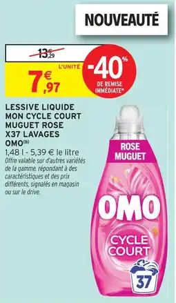 Intermarché Omo lessive liquide mon cycle court muguet rose x37 lavages(b) offre