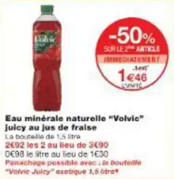 Monop' Eau minérale naturelle volvic juicy au jus de fraise offre
