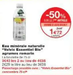 Monop' Eau minérale naturelle volvic essentiel bio agrumes romarin offre