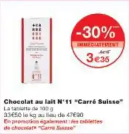 Monop' Chocolat au lait n°11 carré suisso offre