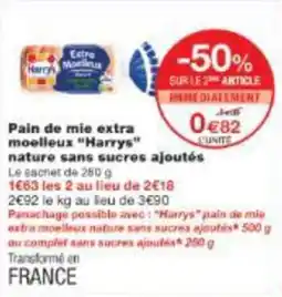 Monop' Pain de mie extra moelleux harrys nature sans sucres ajoutés offre