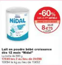 Monop' Lait en poudre bébé croissance dès 12 mois nidal offre