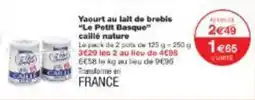 Monop' Yaourt au lait de brebis le petit basque caillé nature offre