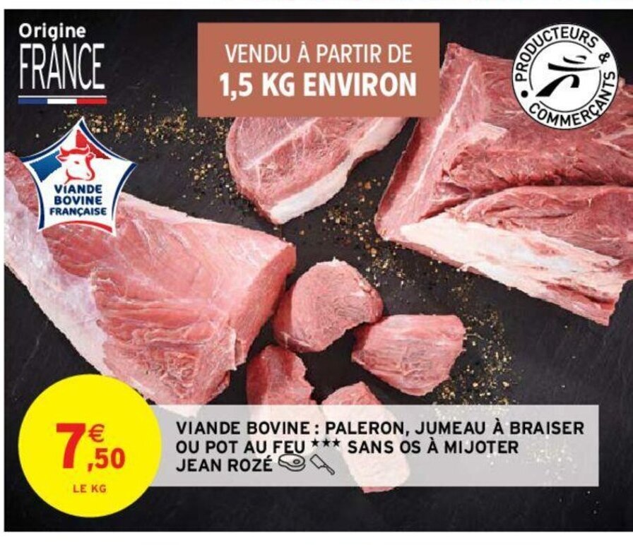 Promo Viande bovine paleron jumeau à braiser chez Intermarché Hyper