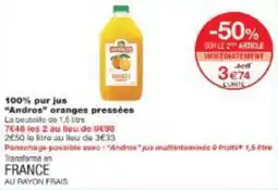 Monop' 100% pur jus andros oranges pressées offre